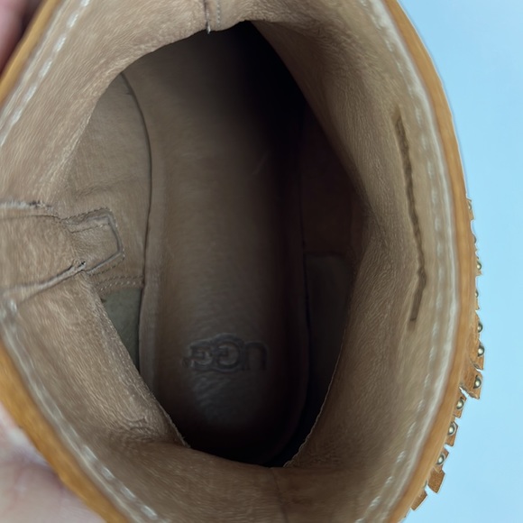 UGGS Ariane Chestnut Nubuck Studded, Fringe, Western Ankle Booties 7 - Picture 12 of 16